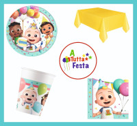 KIT COMPLEANNO FESTA COCOMELON X16 PERSONE 